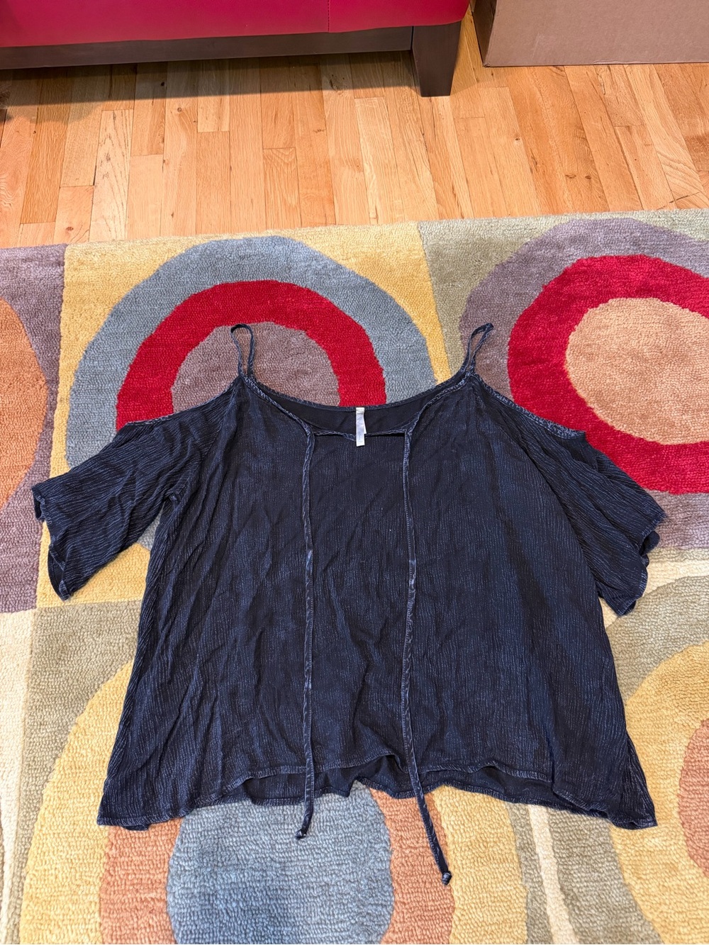 Mono B Cold Shoulder Open Shoulder Blouse Top Washed Black Size Medium